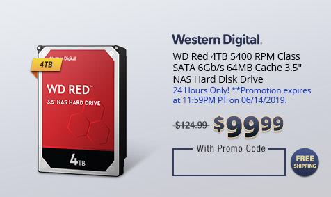 WD Red 4TB 5400 RPM Class SATA 6Gb/s 64MB Cache 3.5" NAS Hard Disk Drive