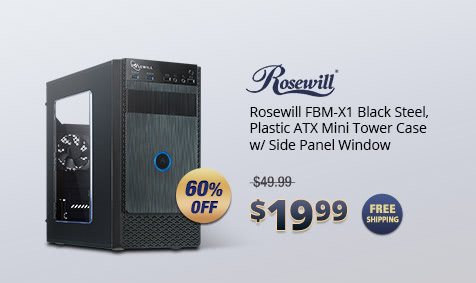 Rosewill FBM-X1 Black Steel, Plastic ATX Mini Tower Case w/ Side Panel Window