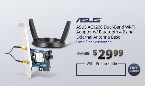 ASUS AC1200 Dual-Band Wi-Fi Adapter w/ Bluetooth 4.2 and External Antenna Base