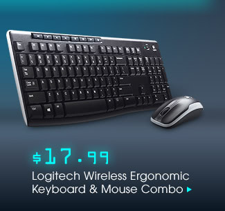 $17.99 Logitech Wireless Ergonomic Keyboard & Mouse Combo