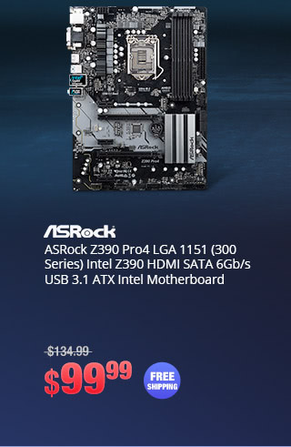 ASRock Z390 Pro4 LGA 1151 (300 Series) Intel Z390 HDMI SATA 6Gb/s USB 3.1 ATX Intel Motherboard