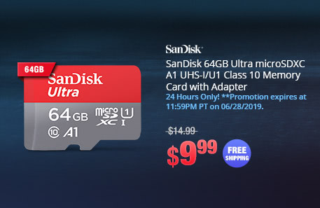 SanDisk 64GB Ultra microSDXC A1 UHS-I/U1 Class 10 Memory Card with Adapter
