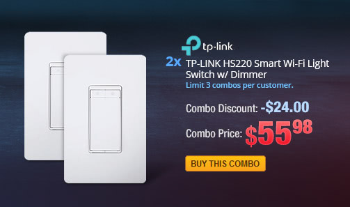 Combo: 2x - TP-LINK HS220 Smart Wi-Fi Light Switch w/ Dimmer