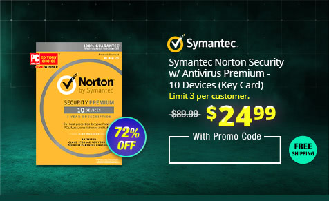 Symantec Norton Security w/ Antivirus Premium - 10 Devices (Key Card)
