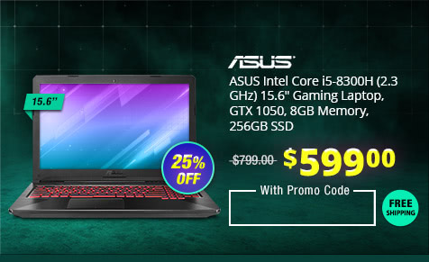 ASUS Intel Core i5-8300H (2.3 GHz) 15.6" Gaming Laptop, GTX 1050, 8GB Memory, 256GB SSD