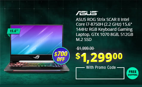 ASUS ROG Strix SCAR II Intel Core i7-8750H (2.2 GHz) 15.6" 144Hz RGB Keyboard Gaming Laptop, GTX 1070 8GB, 512GB M.2 SSD