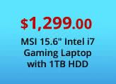 $1,299 MSI 15.6" Intel Core i7 Gaming Laptop with 1TB HDD