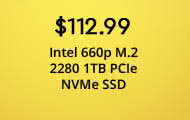 $112.99 Intel 660p M.2 2280 1TB PCIe NVMe SSD