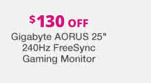 $130 Off Gigabyte AORUS 25" 240Hz Gaming Monitor