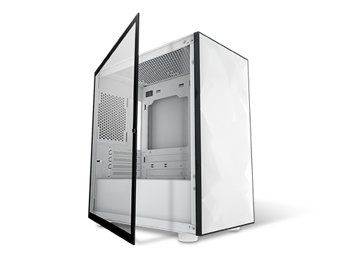 darkFlash DLM21 White Micro ATX Mini Tower Computer Case w/ Door Opening, Tempered Glass Side Panel