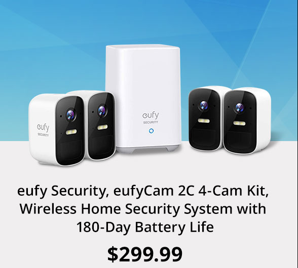 eufy Security, eufyCam 2C 4-Cam Kit, Wireless Home Security System with 180-Day Battery Life
