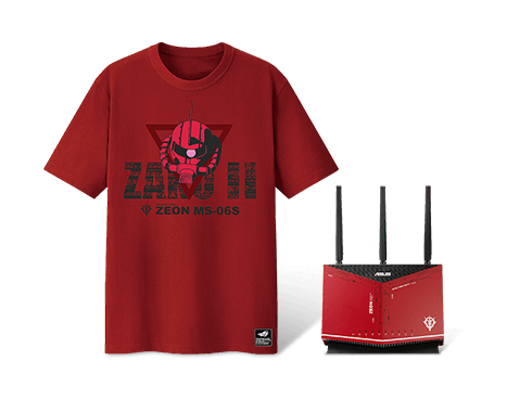 ASUS RT-AX86U AX5700 Dual Band + WiFi 6 Gaming Router ZAKU II EDITION + ASUS ROG T-Shirt Combo