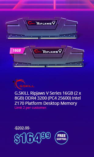 G.SKILL Ripjaws V Series 16GB (2 x 8GB) DDR4 3200 (PC4 25600) Intel Z170 Platform Desktop Memory