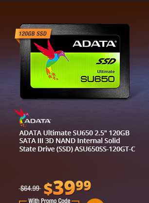 ADATA Ultimate SU650 2.5" 120GB SATA III 3D NAND Internal Solid State Drive (SSD) ASU650SS-120GT-C