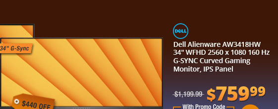 Dell Alienware AW3418HW Black 34" WQHD 3440 x 1440 120Hz NVDIA G-Sync Gaming Monitor