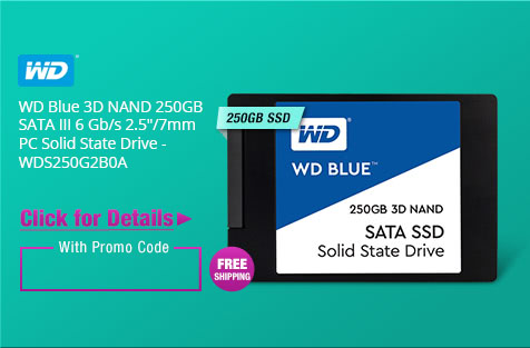 WD Blue 3D NAND 250GB SATA III 6 Gb/s 2.5"/7mm PC Solid State Drive - WDS250G2B0A