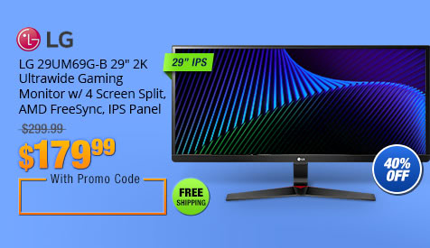 LG 29UM69G-B 29" 2K Ultrawide Gaming Monitor w/ 4 Screen Split, AMD FreeSync, IPS Panel