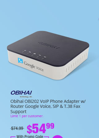 Obihai OBi202 VoIP Phone Adapter w/ Router Google Voice, SIP & T.38 Fax Support