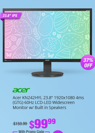 Acer KN242HYL 23.8" 1920x1080 4ms (GTG) 60Hz LCD-LED Widescreen Monitor w/ Built in Speakers