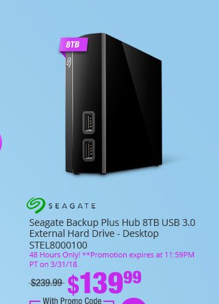 Seagate Backup Plus Hub 8TB USB 3.0 External Hard Drive - Desktop STEL8000100