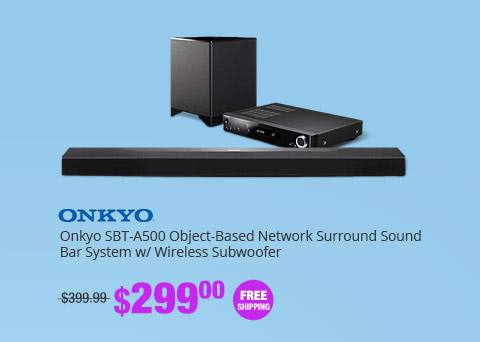 Onkyo SBT-A500 Object-Based Network Surround Sound Bar System w/ Wireless Subwoofer