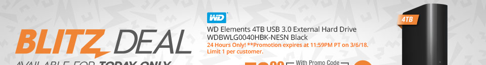 WD Elements 4TB USB 3.0 External Hard Drive WDBWLG0040HBK-NESN Black
