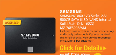 SAMSUNG 860 EVO Series 2.5" 500GB SATA III 3D NAND Internal Solid State Drive (SSD) MZ-76E500B/AM
