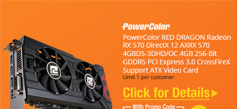 PowerColor RED DRAGON Radeon RX 570 DirectX 12 AXRX 570 4GBD5-3DHD/OC 4GB 256-Bit GDDR5 PCI Express 3.0 CrossFireX Support ATX Video Card