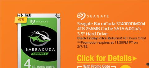 Seagate BarraCuda ST4000DM004 4TB 256MB Cache SATA 6.0Gb/s 3.5" Hard Drive