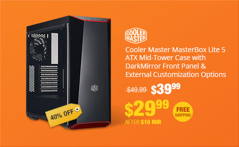 Cooler Master MasterBox Lite 5 ATX Mid-Tower Case with DarkMirror Front Panel & External Customization Options