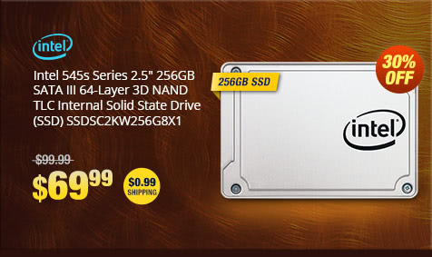 Intel 545s Series 2.5" 256GB SATA III 64-Layer 3D NAND TLC Internal Solid State Drive (SSD) SSDSC2KW256G8X1