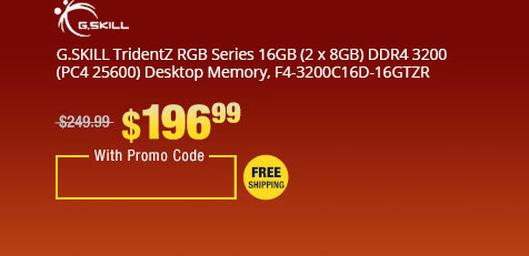 G.SKILL TridentZ RGB Series 16GB (2 x 8GB) DDR4 3200 (PC4 25600) Desktop Memory, F4-3200C16D-16GTZR
