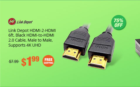 Link Depot HDMI-2-HDMI 6ft. Black HDMI-to-HDMI 2.0 Cable, Male to Male, Supports 4K UHD