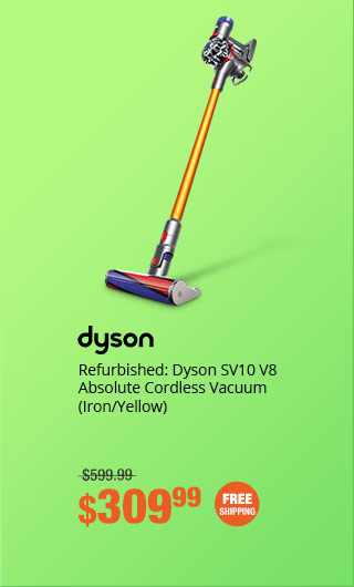 Refurbished: Dyson SV10 V8 Absolute Cordless Vacuum (Iron/Yellow)