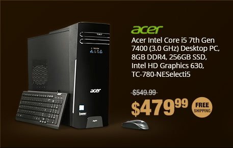 Acer TC-780 Intel Core i5 7th Gen 7400 (3.0 GHz) Desktop PC, 8GB DDR4, 256GB SSD, Intel HD Graphics 630
