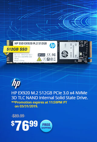HP EX920 M.2 512GB PCIe 3.0 x4 NVMe 3D TLC NAND Internal Solid State Drive