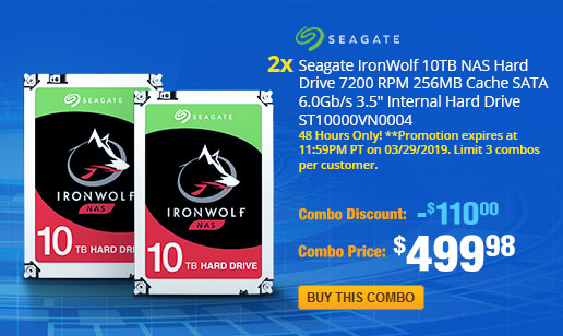 2x Seagate IronWolf 10TB NAS Hard Drive 7200 RPM 256MB Cache SATA 6.0Gb/s 3.5" Internal Hard Drive