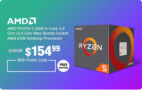 AMD RYZEN 5 2600 6-Core 3.4 GHz (3.9 GHz Max Boost) Socket AM4 65W Desktop Processor