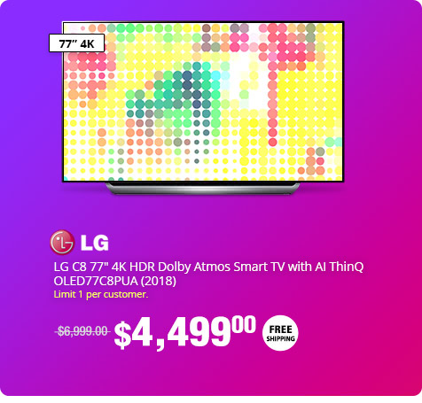 LG C8 77" 4K HDR Dolby Atmos Smart TV with AI ThinQ OLED77C8PUA (2018)
