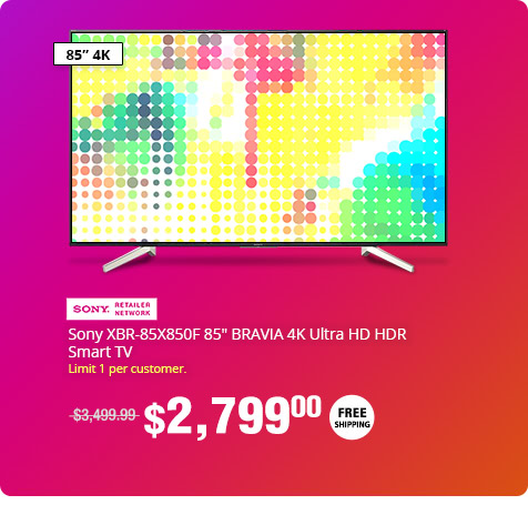 Sony XBR-85X850F 85" BRAVIA 4K Ultra HD HDR Smart TV