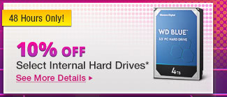 10% Off Select Internal Hard Drives*