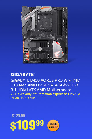 GIGABYTE B450 AORUS PRO WIFI (rev. 1.0) AM4 AMD B450 SATA 6Gb/s USB 3.1 HDMI ATX AMD Motherboard