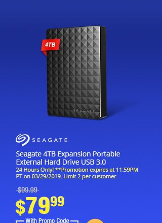 Seagate 4TB Expansion Portable External Hard Drive USB 3.0