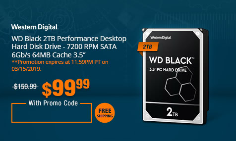 WD Black 2TB Performance Desktop Hard Disk Drive - 7200 RPM SATA 6Gb/s 64MB Cache 3.5 Inch