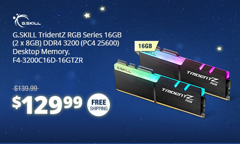 G.SKILL TridentZ RGB Series 16GB (2 x 8GB) DDR4 3200 (PC4 25600) Desktop Memory, F4-3200C16D-16GTZR