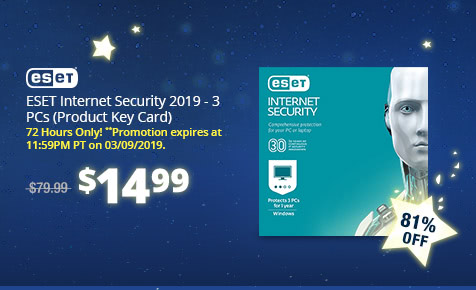 ESET Internet Security 2019 - 3 PCs (Product Key Card)