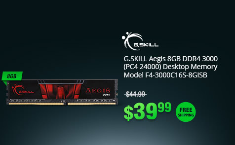 G.SKILL Aegis 8GB DDR4 3000 (PC4 24000) Desktop Memory Model F4-3000C16S-8GISB