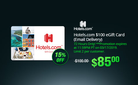 Hotels.com $100 eGift Card (Email Delivery)