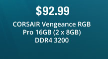 $92.99 CORSAIR Vengeance RGB Pro 16GB (2 x 8GB) DDR4 3200