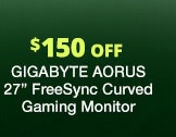 $150 Off GIGABYTE AORUS 27 inch Curved Gaming Monitor 